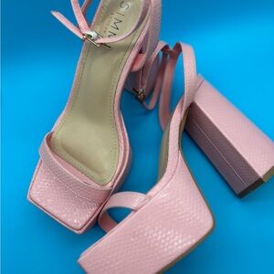 Chunky Pink Platform Sandals with Ankle Strap